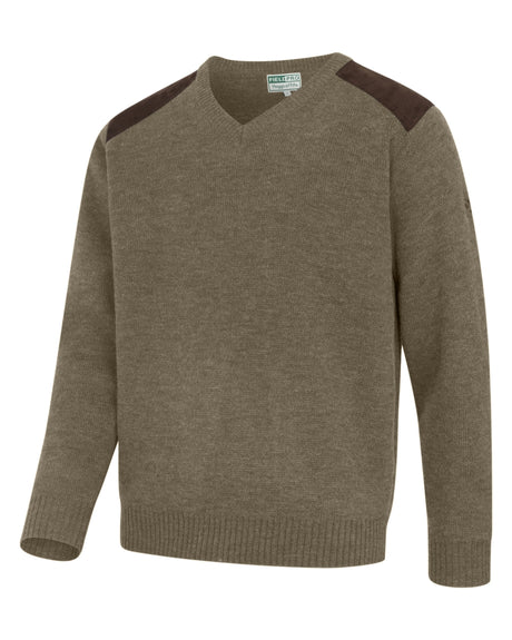 Hoggs of Fife Melrose II V-Neck Pullover #colour_meadow-green-marl