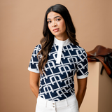 Alessandro Albanese Alcina Short Sleeve Show Shirt #colour_navy-monogram-print