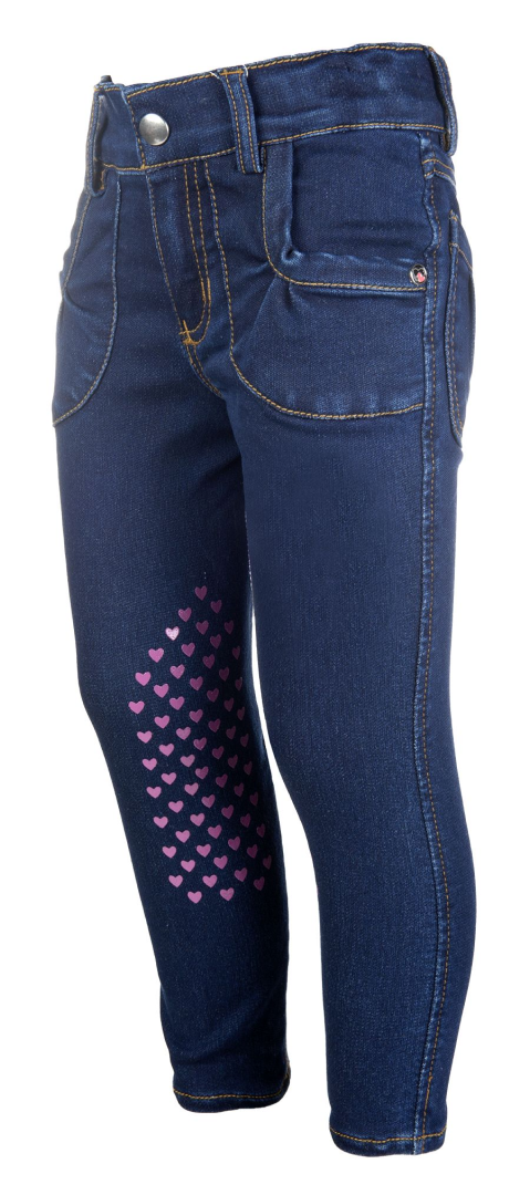 HKM Bellamonte Horses Silicone Knee Patch Riding Breeches #colour_jeans-blue