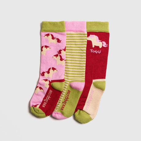 Toggi Children's Pony 3 Pack of Socks #colour_pink-red-green