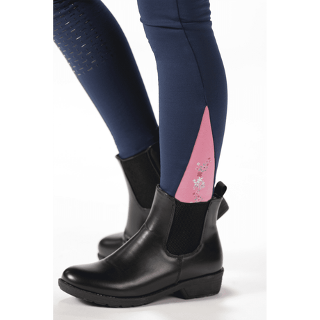 HKM Horse Spirit Silicone Knee Patch Riding Breeches #colour_deep-blue