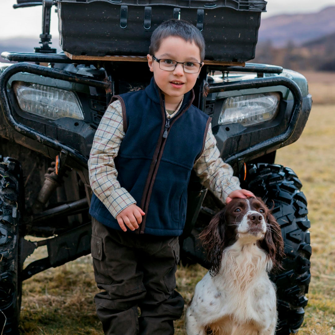 Hoggs of Fife Ambassador Junior Premier Tattersall Shirt #colour_ivory-navy