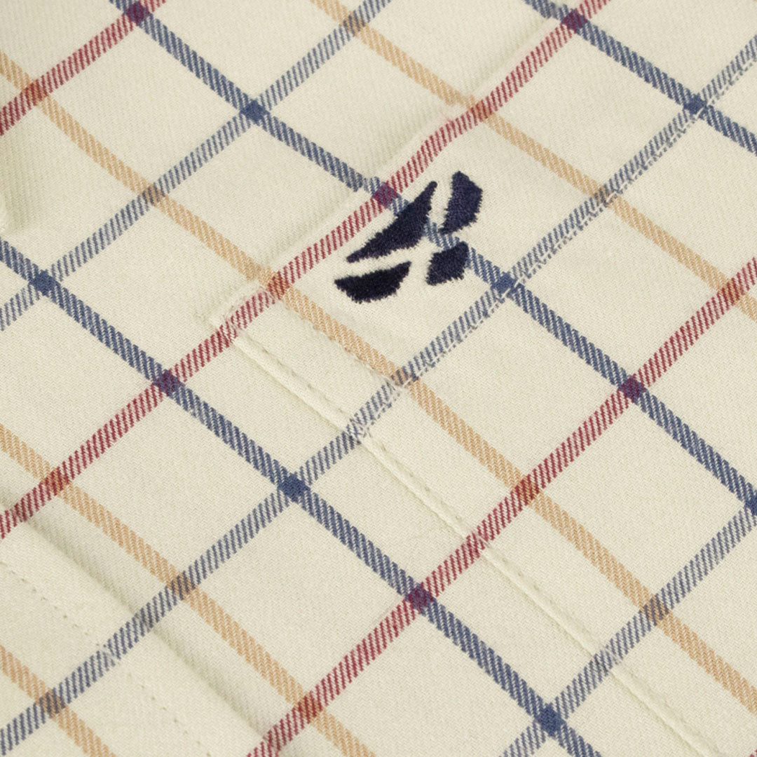 Hoggs of Fife Ambassador Junior Premier Tattersall Shirt #colour_ivory-navy