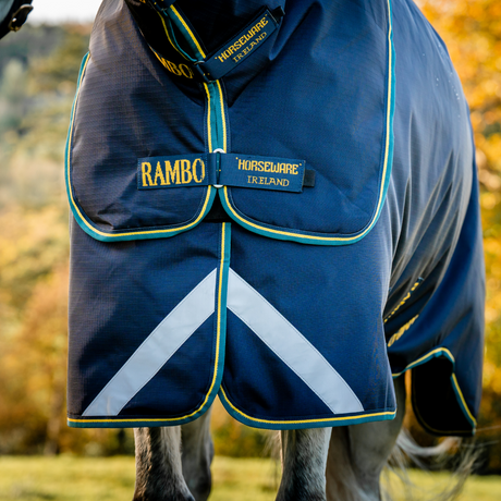 Horseware Ireland Rambo Duo Force 2.0 #colour_navy-teal-yellow-navy