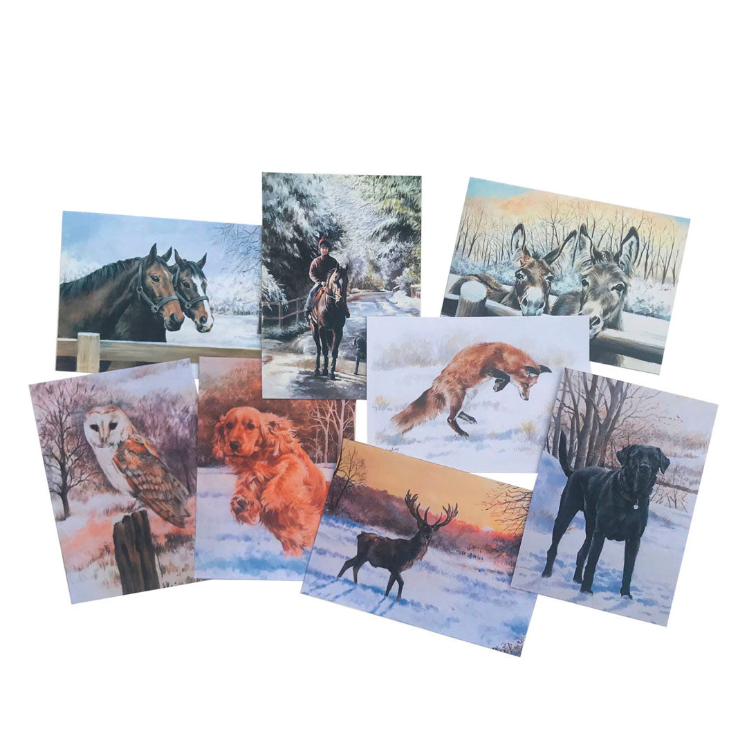 Grußkarten aus der Winterkollektion von Caroline Cook, 16 Stück