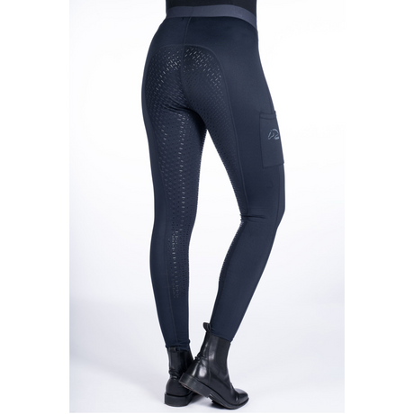 HKM Bella Silicone Full Seat Riding Leggings #colour_deep-blue