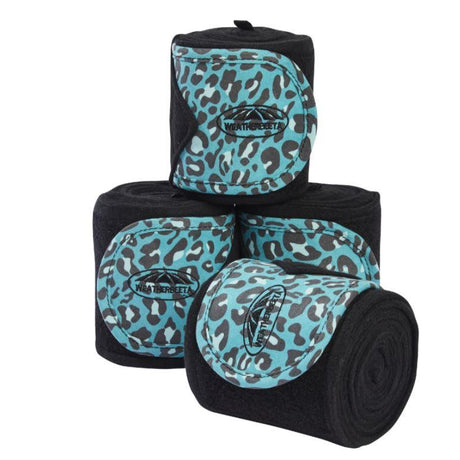 Weatherbeeta Leopard Fleece Bandage 4 Pack #colour_turquoise-leopard